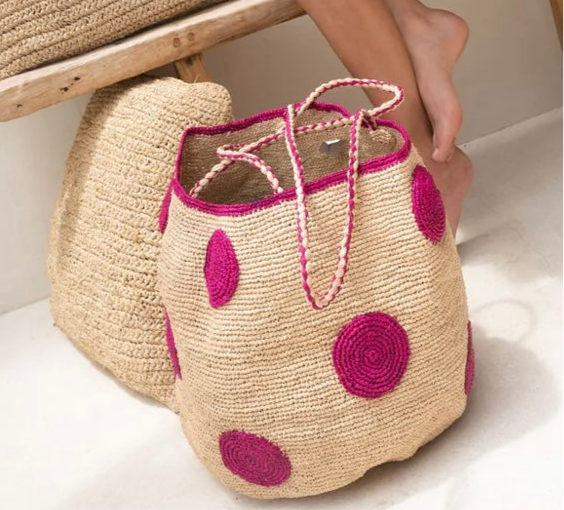 Biscotti Beach Bag with Polkadots