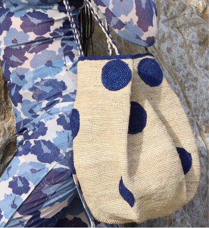 Biscotti Beach Bag with Polkadots