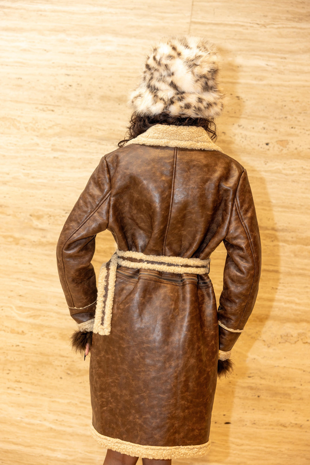 Belted Shearling Coat