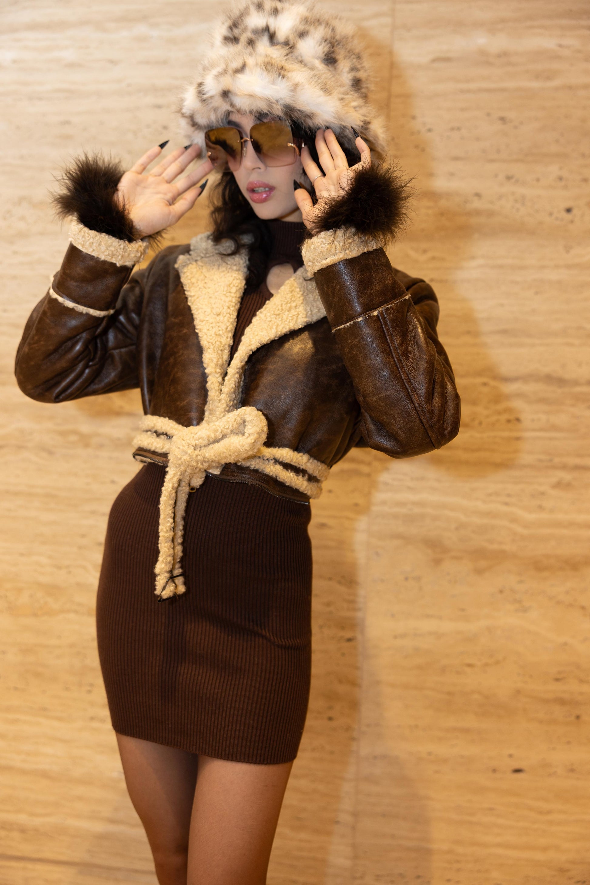 Belted Shearling Coat
