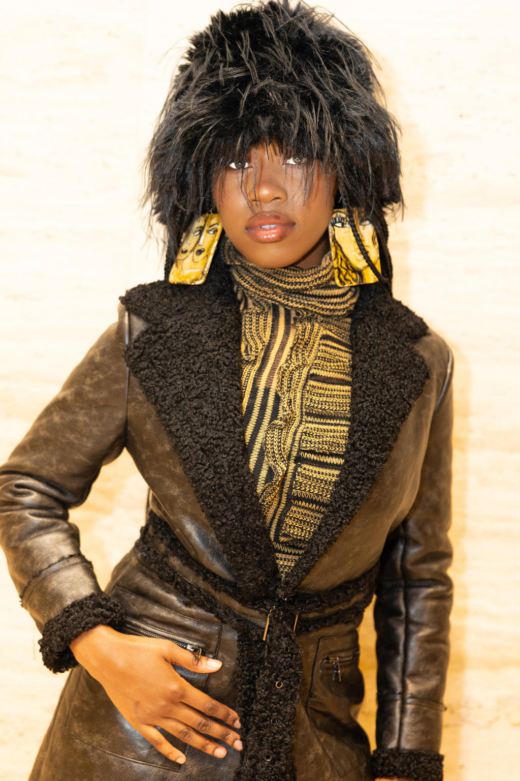 Belted Shearling Coat