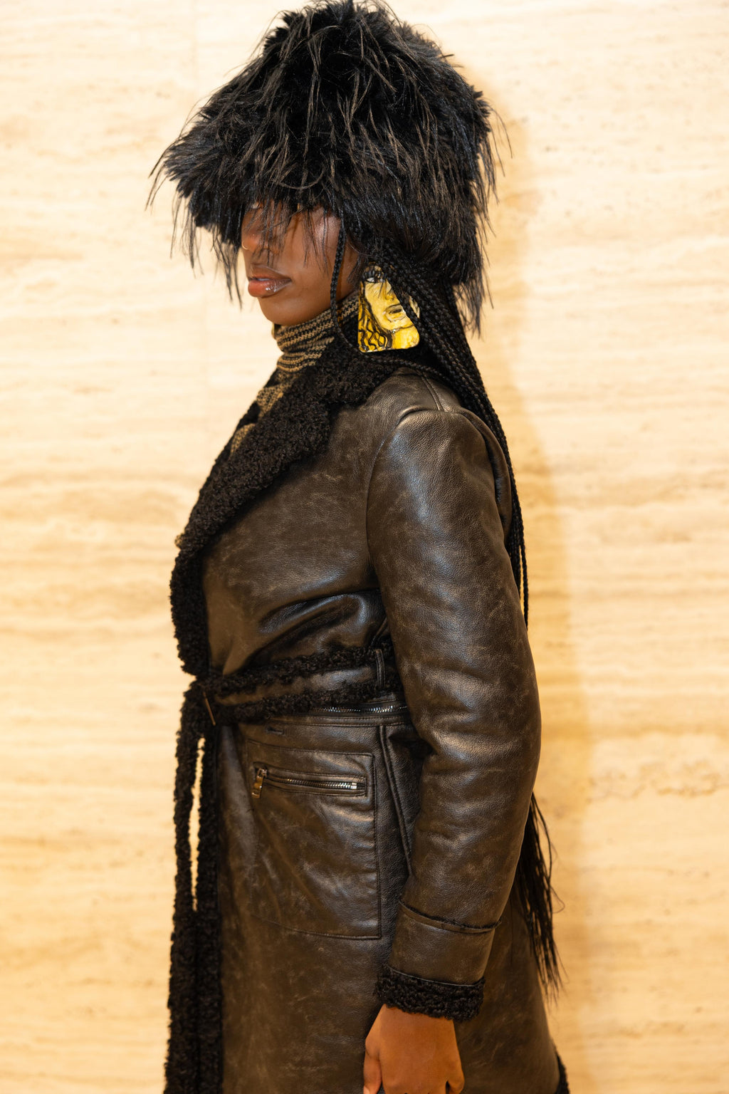 Belted Shearling Coat